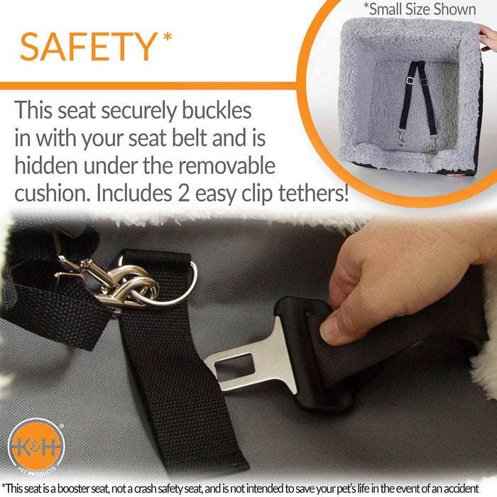 K&H Pet Products Bucket Booster Pet Seat, Rectangle, Knockdown - PCFJ - Black/Gray - Large - 5
