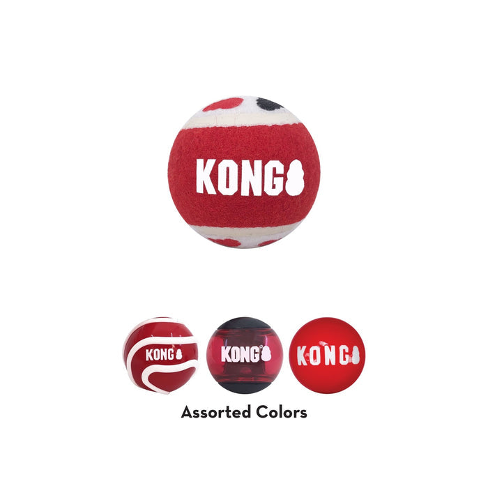 KONG Signature Fetch Dog Toy Balls, Multi - Pack - K911P - Medium - 2.5"D - 4 pk - Assorted - 2