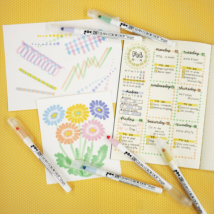 Kuretake ZIG Dot Markers | 6 Color Set | Mild Color