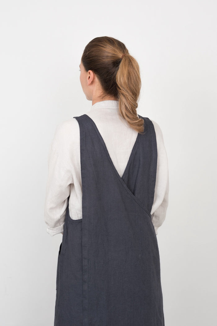 Linen Over Dress Apron | Smoke Gray