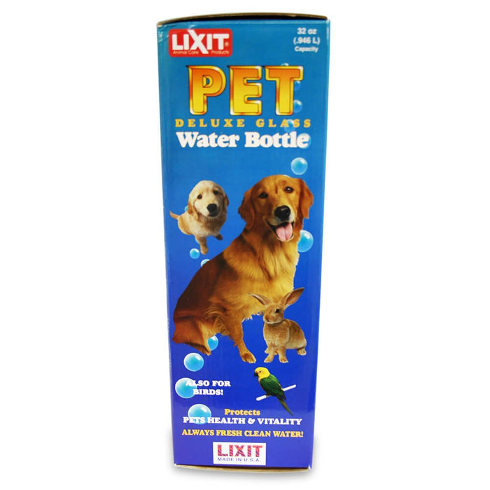 Lixit Glass Chew - Proof Water Bottle with Tube & Cage Mount for Pets - 010LXT-GB32M - 32 oz - Medium - 7/16" Nozzle - 5