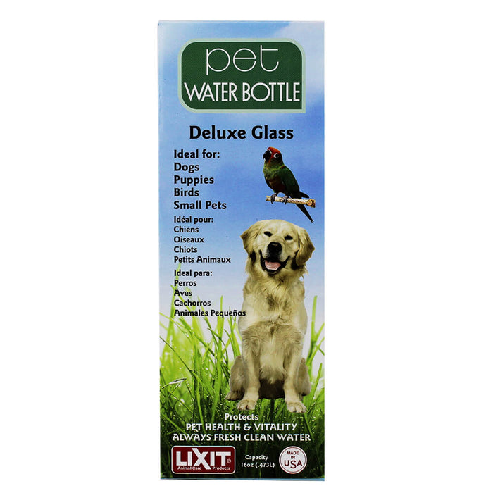 DUPLICATE - 010LXT - GB16M - Lixit Glass Water Bottle, 16 oz with Tube - 010LXT-GB16L-DUPE - Large 5/8" Nozzle - 2