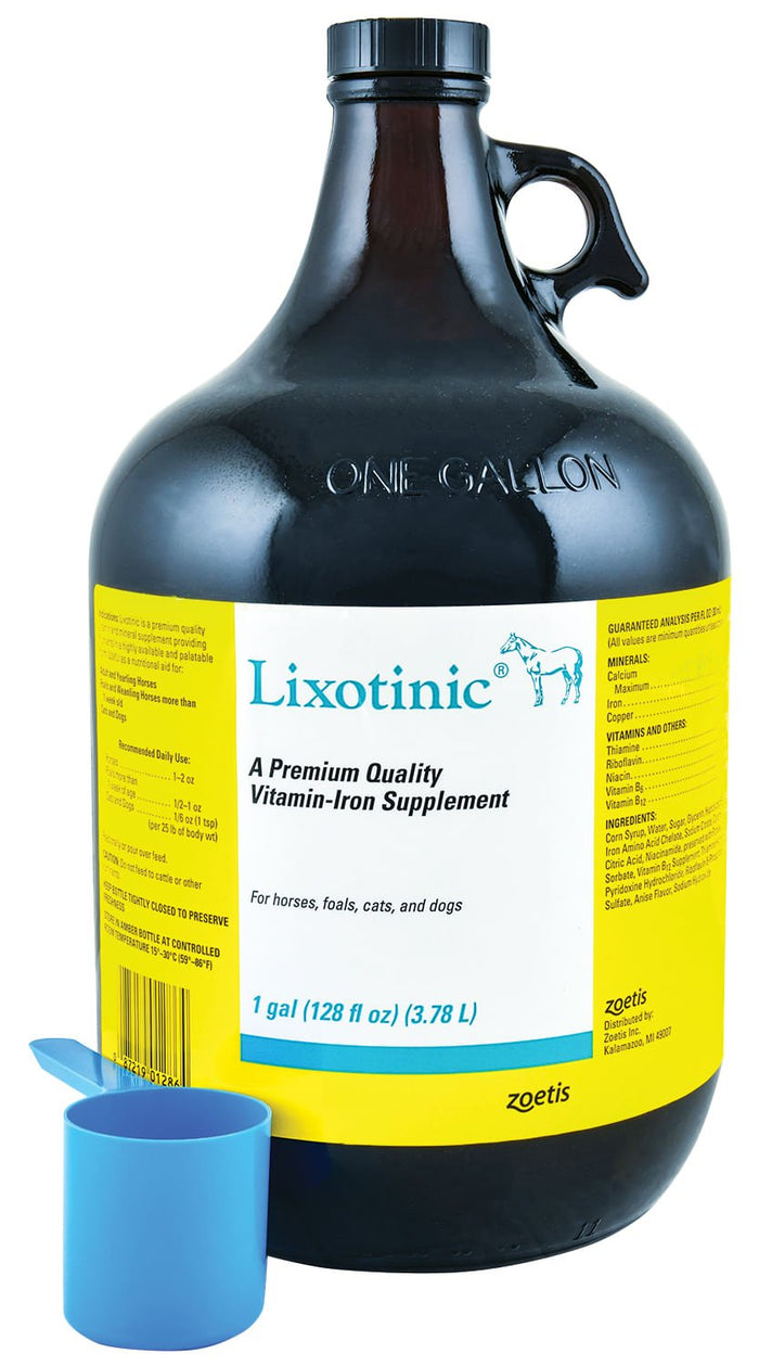 Lixotinic Vitamin Iron Supplement for Horses, Foals, Cats, & Dogs, Gallon (Glass) - N2L2 - 1 Gallon - 1