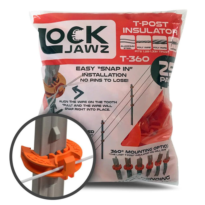 Lock Jawz 25 Pack T - Post Insulator - AABAN - Black - 2