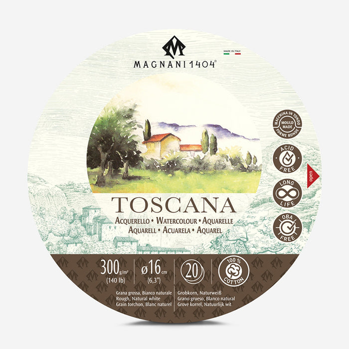 Magnani Toscana Watercolour Block Natural White Rough 300gsm, Round 16 cm