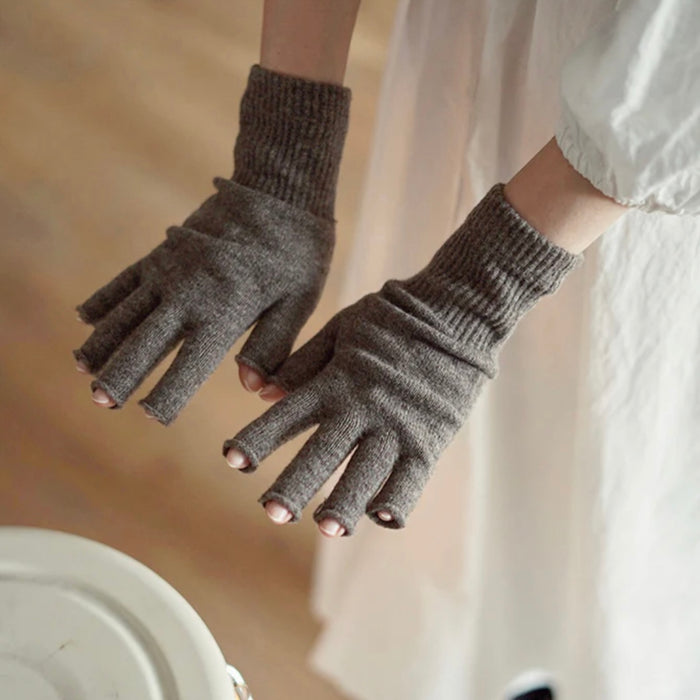 Memeri Merino Wool Fingerless Gloves | Navy