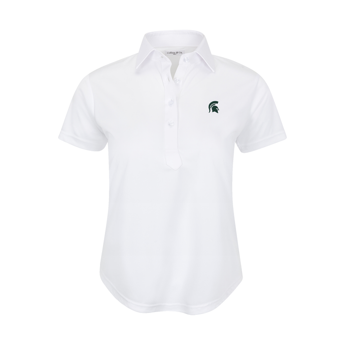 Michigan State Women's Cap Sleeve Semi Spread Polo White
