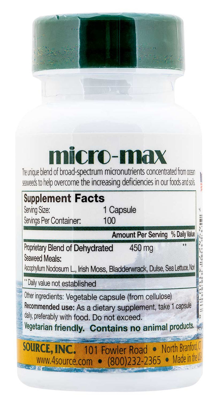 Micro - Max Seaweed Micronutrient Supplement, 100 Caps - Q6MA - 2
