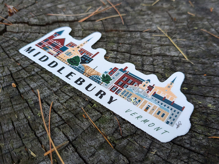 Middlebury Vermont Cityscape Waterproof Sticker