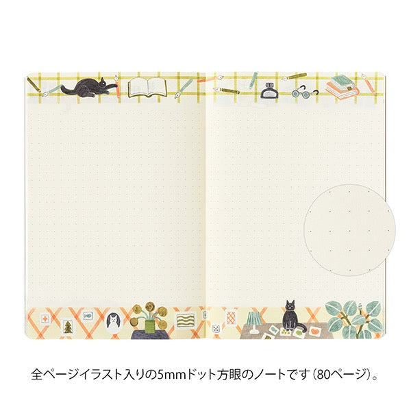 Midori B6 Yuru Log Notebook - Cat Pattern