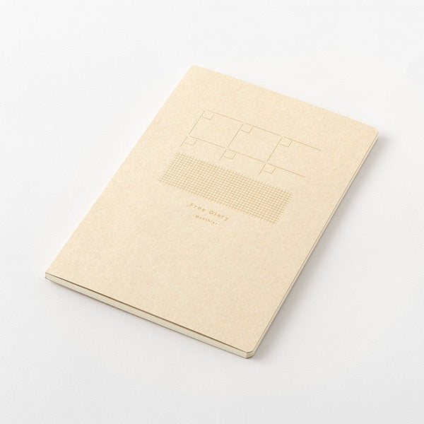Midori B6 Yuru Log Notebook - Monthly Free Diary & Square Border