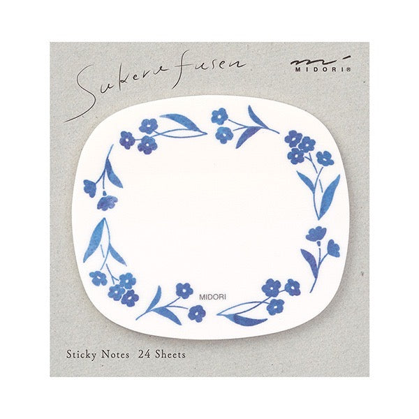 Midori Translucent Sticky Notes | Blue flowers