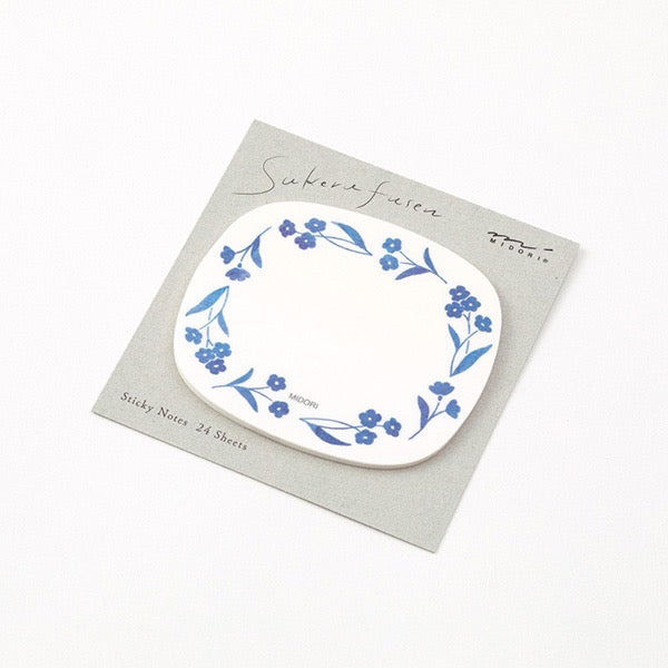 Midori Translucent Sticky Notes | Blue flowers