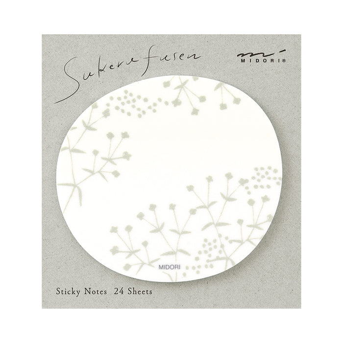 Midori Translucent Sticky Notes | Gray Flower