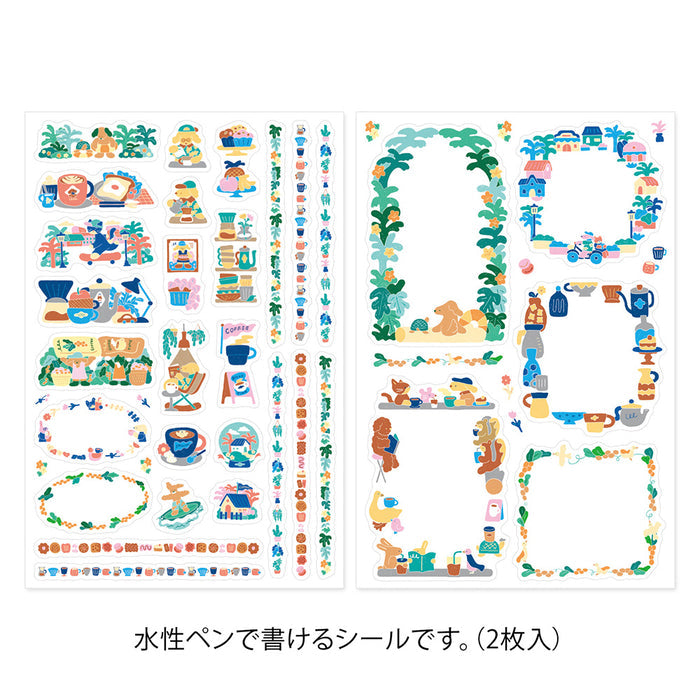 Midori Yuru Log Decorative Stickers - Coffee Shop