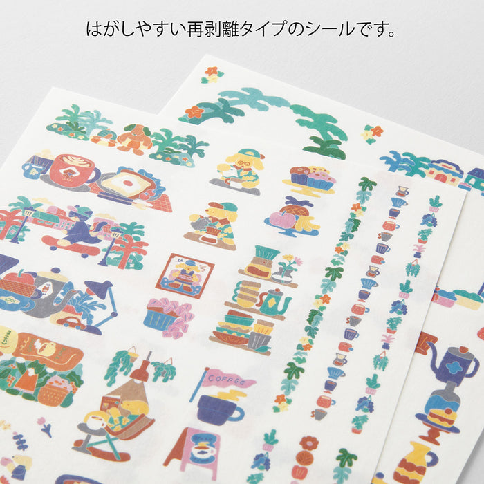 Midori Yuru Log Decorative Stickers - Coffee Shop