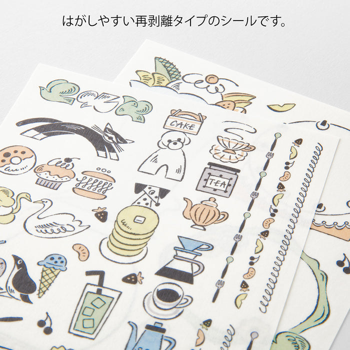Midori Yuru Log Decorative Stickers - Sweets & Animals
