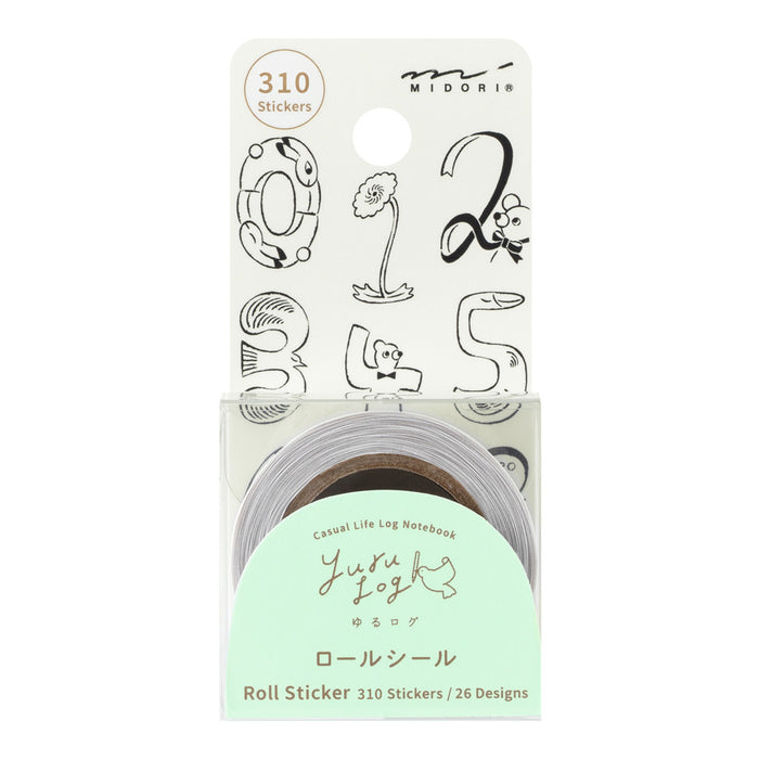 Midori Yuru Log Roll Stickers - Numbers