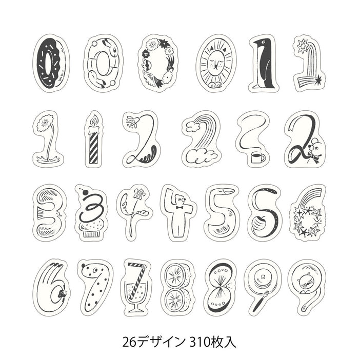 Midori Yuru Log Roll Stickers - Numbers