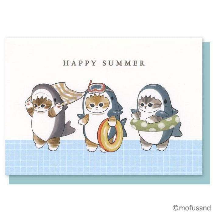 Mofusand Summer Shark Pop Up Greeting Card