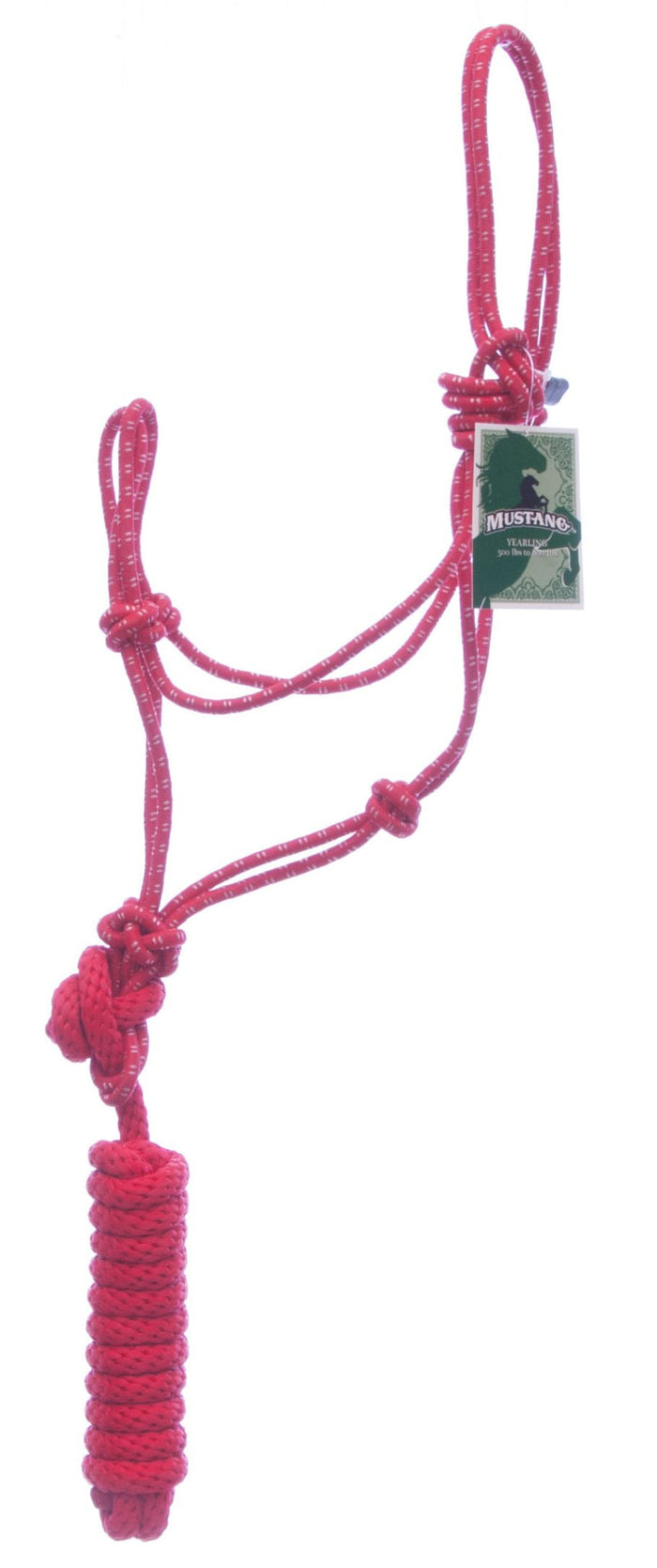 Mustang Yearling Rope Halter and Lead - 121KU - Red/White - 1