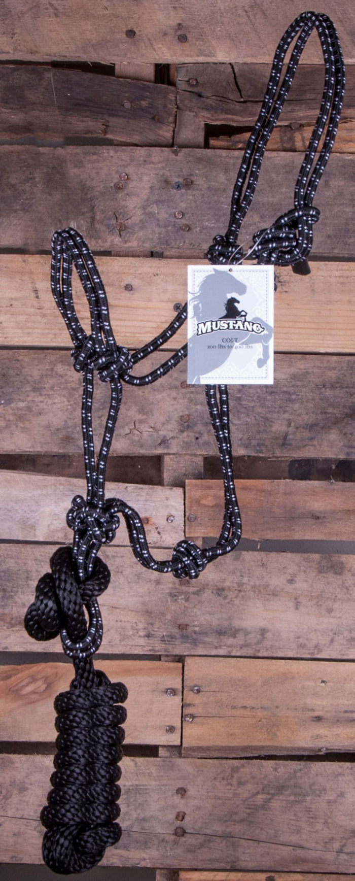 Mustang Rope Halter and Lead, Colt - 121KS - Black/White - 3
