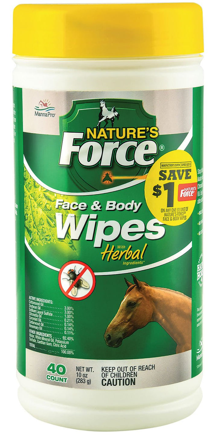 Nature's Force Face & Body Pest Preventative Wipes for Horses - CA2J - 1