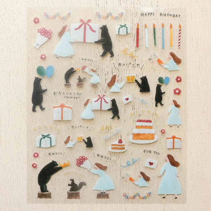 Necktie Bear Birthday Stickers