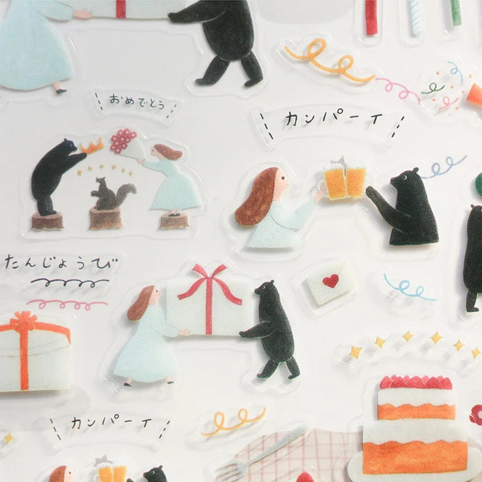 Necktie Bear Birthday Stickers