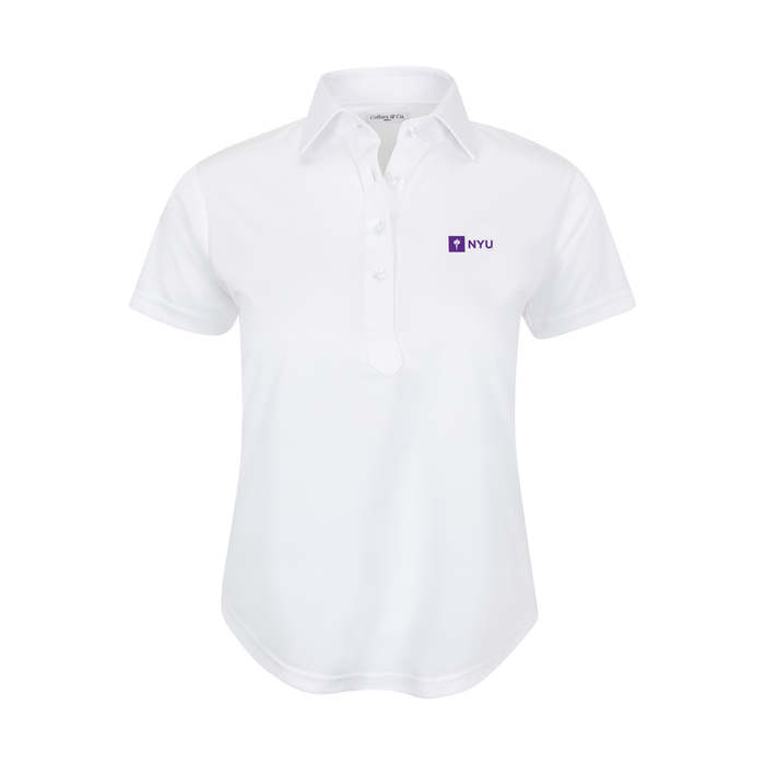 New York University Women's Cap Sleeve Semi Spread Polo White