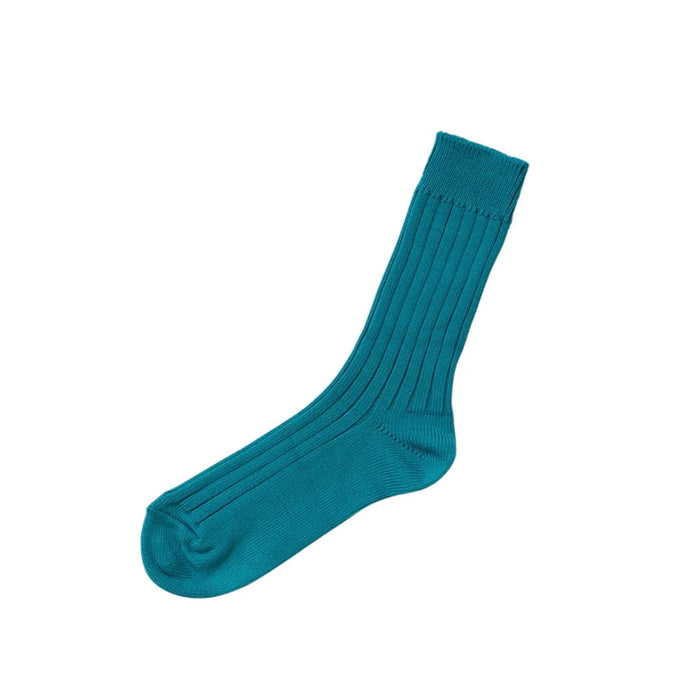 Nishiguchi Kutsushita Egyptian Cotton Ribbed Socks | Aquarium Blue (Limited Color)
