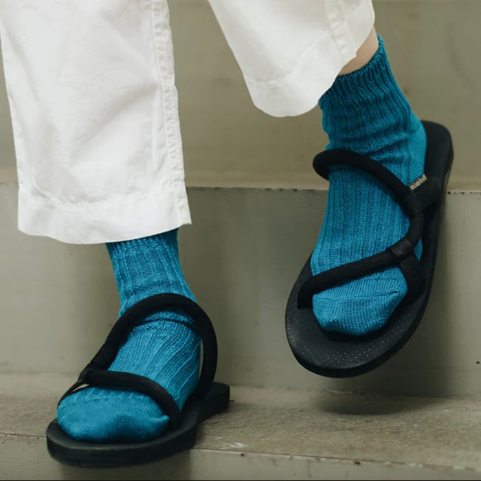 Nishiguchi Kutsushita Linen Ribbed Socks | Tenkawa River (2025 Limited Color)