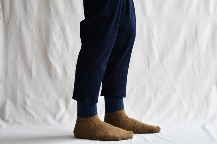 Nishiguchi Kutsushita Mohair Wool Pile Socks | Navy