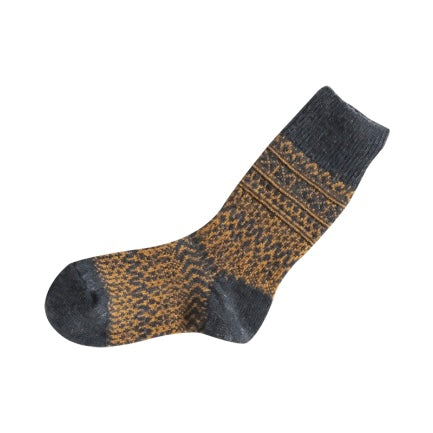Nishiguchi Kutsushita Wool Jacquard Socks | Navy & Gold (Now in all sizes!)