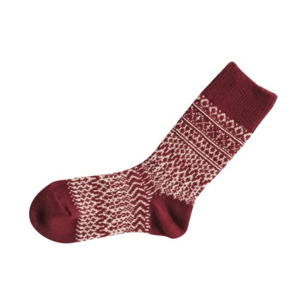 Nishiguchi Kutsushita Wool Jacquard Socks | Wine (now in all sizes)