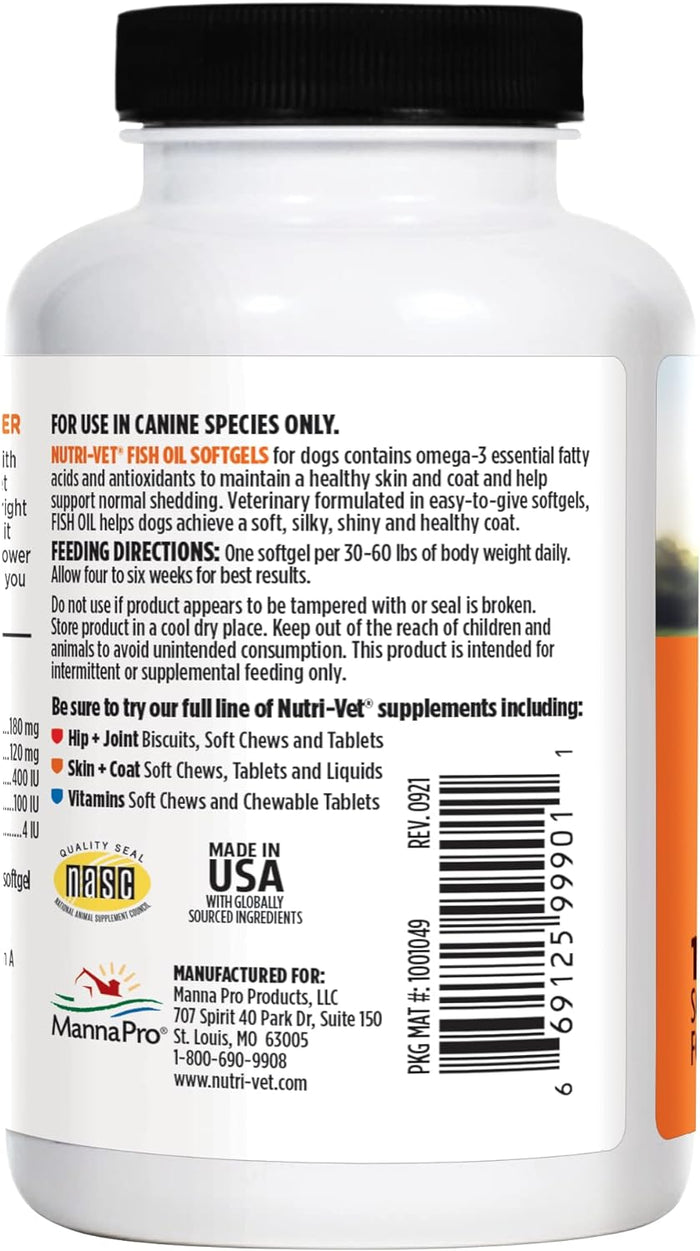 Nutri - Vet Fish Oil, Soft Gels, 100 ct - OPA9 - 2