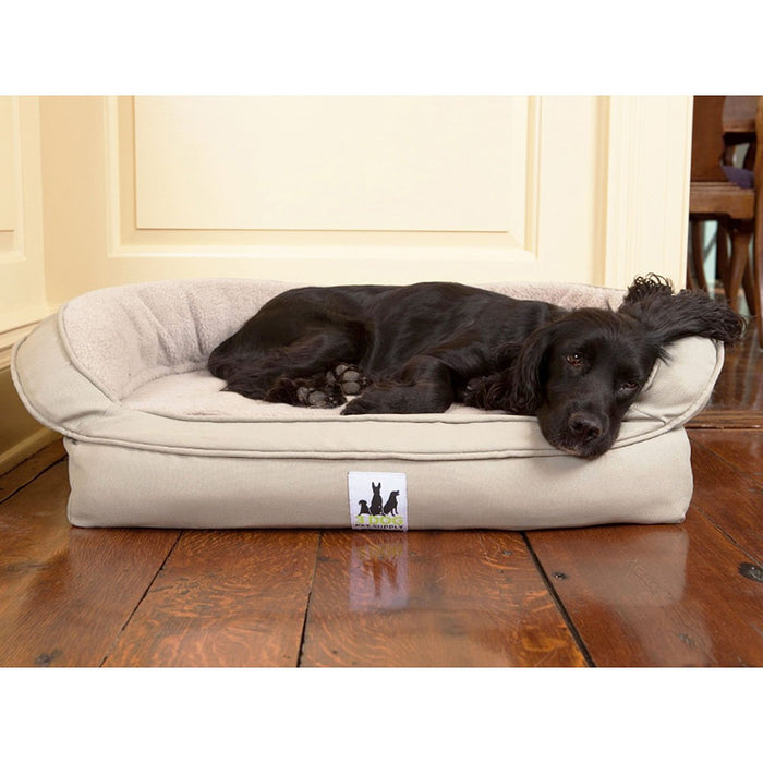 Orthopedic Memory Foam EZ - Wash Fleece Bolster Dog Bed with Waterproof Liner - DDD1F - Medium (35" x 25") - Silver Sage - 1