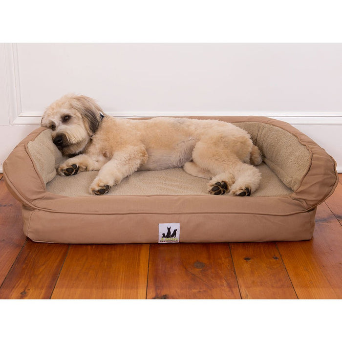 Orthopedic Memory Foam EZ - Wash Fleece Bolster Dog Bed with Waterproof Liner - DDD1G - Medium (35" x 25") - Tan - 3