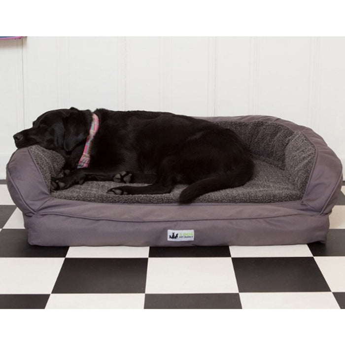 Orthopedic Memory Foam EZ - Wash Fleece Bolster Dog Bed with Waterproof Liner - DDD1H - Medium (35" x 25") - Slate - 4