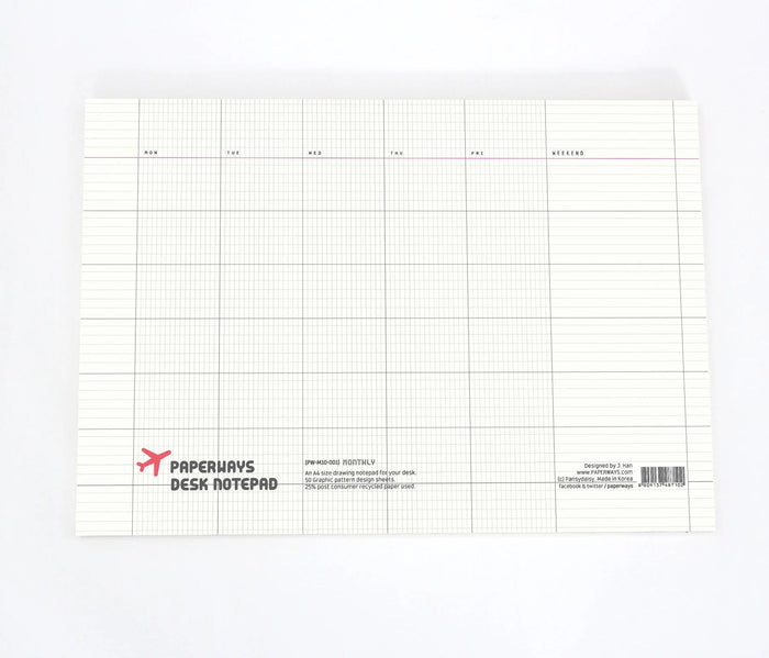 Paperways A4 Desk Notepad Weekly-White