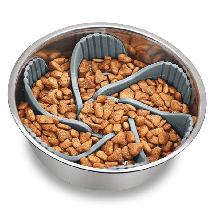 Paw Puzzle Slow Feeder Dog Bowl Insert - NP233 - Gray - XLarge, 8" - 1 - 8