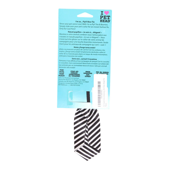 Pet Head I'm So Fly Black & White Stripe Tie - 020BH-PH10151 - Black - 2