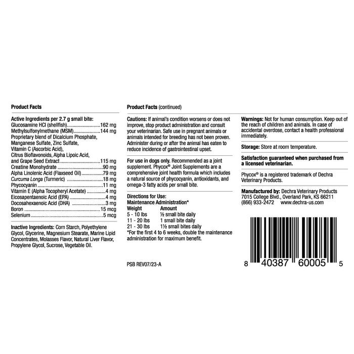 Phycox Small Bites Canine Joint Supplement, 120 ct - 015PHA-8516 - 2
