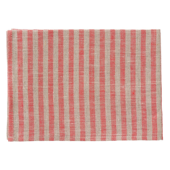 Poppy & Oatmeal Stripe (Agnes) | Linen Kitchen Cloth
