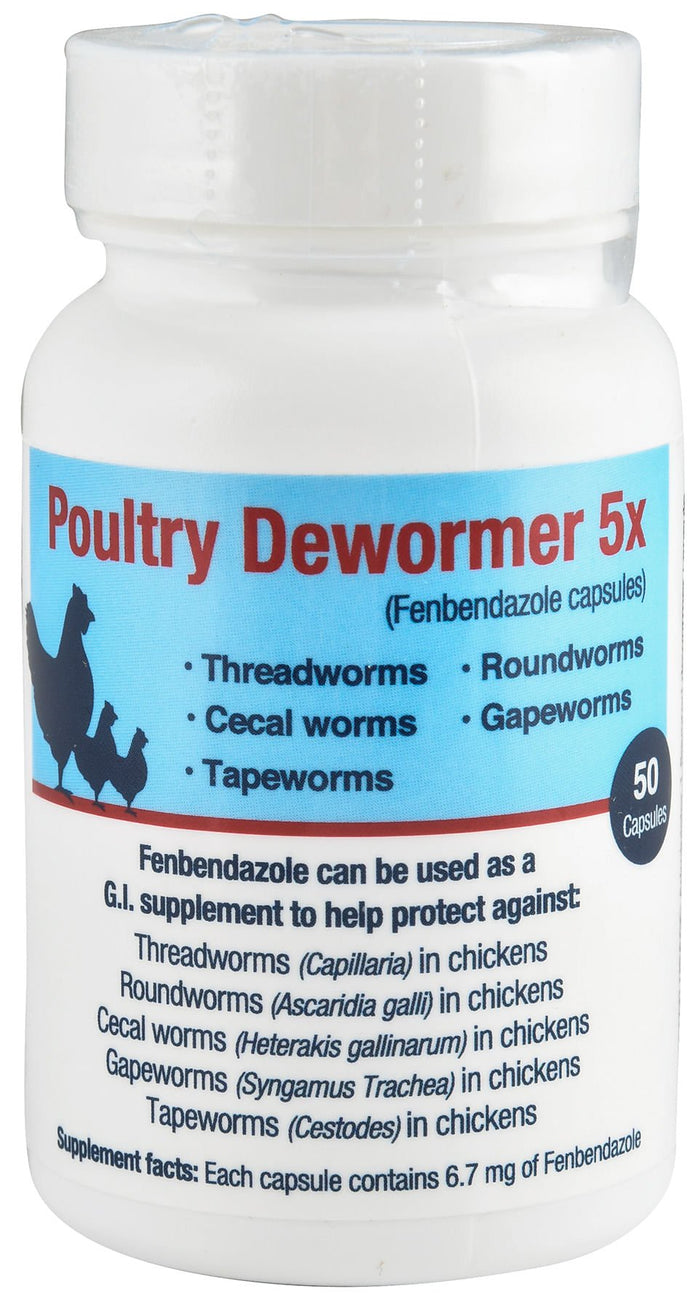 Poultry Dewormer 5x - HCLAD - 50 Capsules - 1
