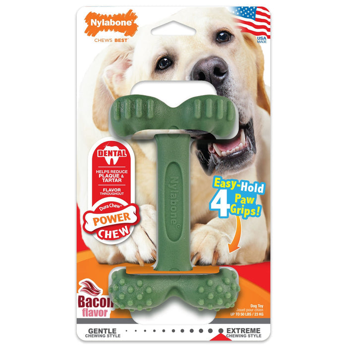 Power Chew Easy - Hold Dog Dental Chew Toy, Bacon, Large/Giant, Up to 50 lbs - N9ZM - Bacon - Large/Giant - 1