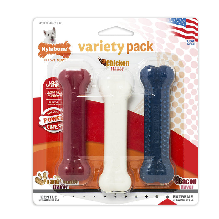 Power Chew Variety Triple Pack, Chicken, Bacon & Peanut Butter, Small/Regular, Up to 25 Ibs - N9115 - Chicken|Bacon|Peanut Butter - Small/Regular - 1