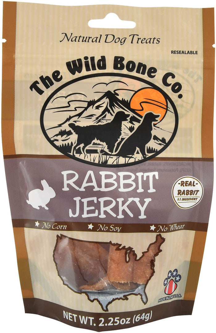 Premium USA - Sourced Dog Jerky Treats – Chicken, Beef, Turkey, Rabbit, Quail & Venison – Rawhide - Free, High - Protein, All Natural, Grain - Free Training Treats - WBAF - Rabbit - 2.25 oz - 1