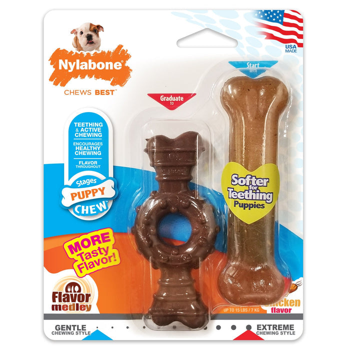 Puppies Teething Chew Ring Bone - N9ZX - X - Small/Petite - Chicken|Flavor Medley - 1