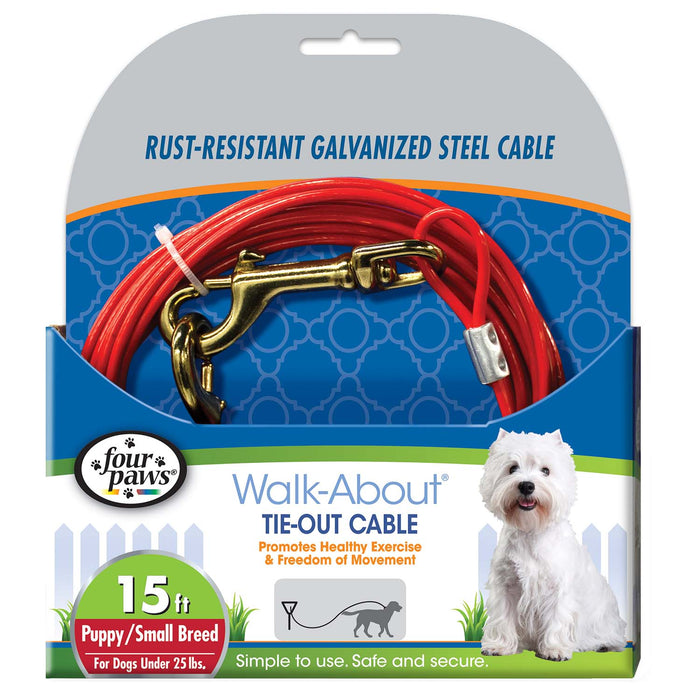 Puppy Dog Tie Out Cable, Red, 15 Ft - 39X1 - Red - 15 ft - 1